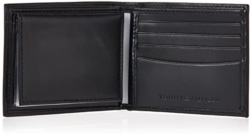 Tommy Hilfiger Men's Leather Wallet – Slim Bifold With 6 Credit Card Pockets And Removable Id Window, Black Dore, One Size #TOP4