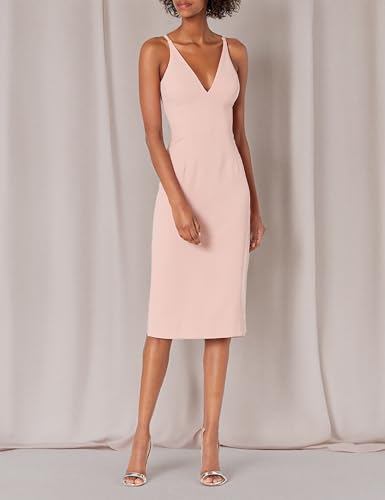 Dress the Population Women's Lyla Solid Sleeveless Fitted Midi Sheath Dress3