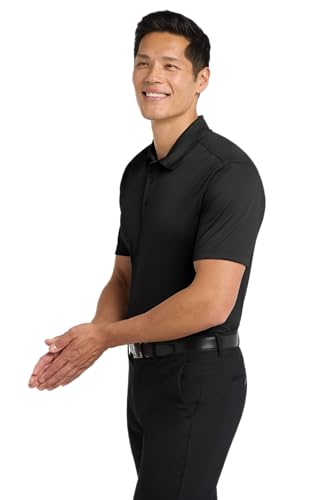 Port Authority Polo de Rendimiento Unisex Silk Touch Negro | Camisa con Cuello y Mangas Cortas, Placket de 3 Botones, Cuello de Tela, Puños Abiertos, Control de Humedad miniatura 5