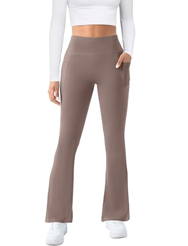 Image of COPYLEAF Womens Yoga Pants with Pockets High Waisted Flare Leggings Bell Bottom Yoga Dress Pants Seamless Bootcut Pants