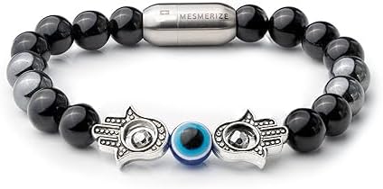 Mesmerize Evil Eye Protection Bracelets with Mag Snap Closure | Unisex Collection | Original Stones to avoid negative energy | Durable Mag Snap 2 Magnetic Closure | Lab-Tested Certificate & 6-Month Warranty Included.