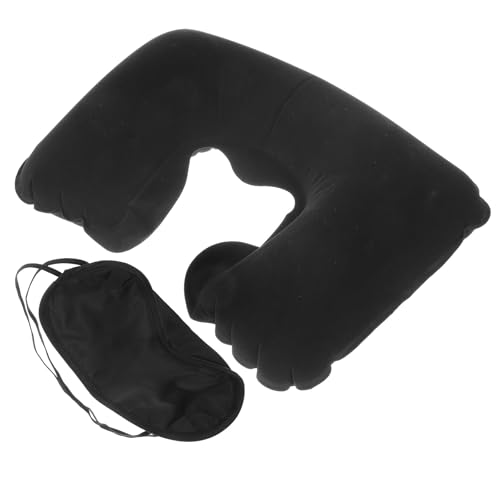 Almohada Inflable de Viaje U-Shaped Compacta Negra miniatura 1
