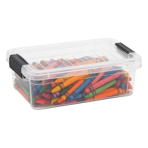 Superio Mini recipiente de armazenamento caixa de giz de cera de plástico suprimentos de arte e estojo de costura empilhável transparente pequeno organizador para contas, papelaria, giz e alimentos