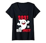 Photo Gallery donna 2021 è boo foglio divertente halloween maglietta con collo a v Photo Gallery donna 2021 è boo foglio divertente halloween maglietta con collo a v