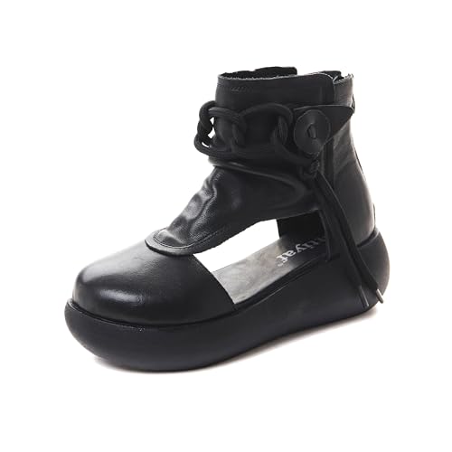 Women's High Top Leather Sandals Platform Summer Booties for Women