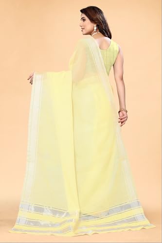 Image of Sidhidata Women's Kota Doria Cotton Manipuri Saree With Unstitched Blouse Piece (Rasbharii Free Size)
