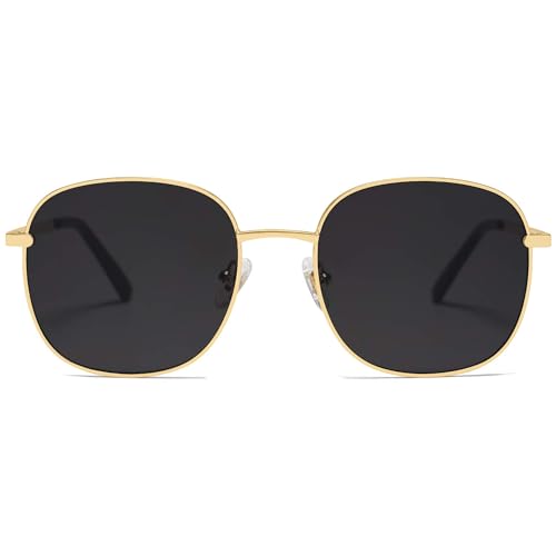 SOJOS Classic Trendy Square Sunglasses for Women Men Cute Big Frame Gold Shades SJ1137