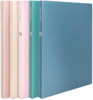 Comix A4 Display Books 20 Pockets Display Folders with Plastic Sleeves, a4 Document Folders with Plastic Pockets, Morandi Color Presentation Project Folder for Office,Home,School, Pack of 5 (5 colour)