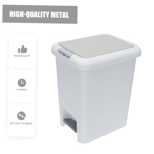 Caneca de basura rectangular blanca con pedal miniatura 5
