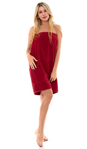 TowelSelections Women's Wrap, Shower & Bath, Terry Spa Towel X-Small Tango Red