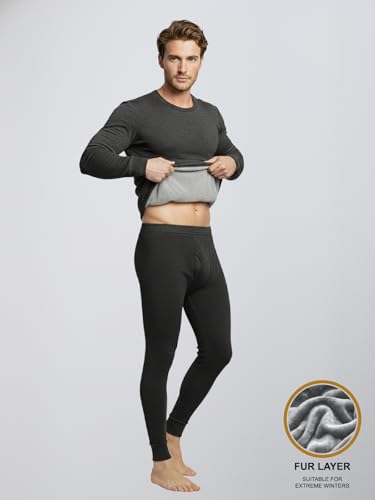 Image of Lux Cozi HEATEK Men's Round Neck Full Sleeve Skin Friendly Winter Wear Thermal Top and Bottom Set | Fleece Winter Body Warmer Thermal Set | Style 888