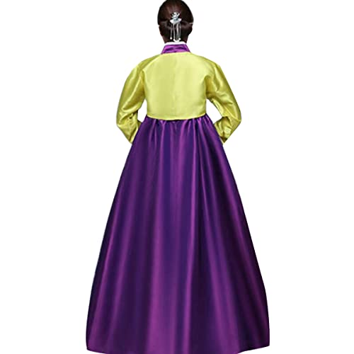 XINFU Korean Traditional Women's Hanbok Set Long Sleeve Colorful Dress Cosplay Costume