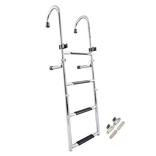 ESSEASON Teleskopande simning marin båtstege, rostfritt stål bakre ingång Pontoon båtdäck stegar med halkskydd, stöd 180 kg/400 lb (Storlek: 4-steg)