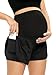 POSHGLAM Women‘s Maternity Shorts Over Belly Workout Running Casual Summer Pregnancy Shorts(Black, XX-Large)