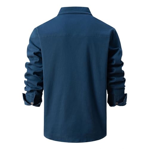Image of Lu's Chic Men's Shirt Jacket Soft Trucker Long Sleeve Cotton Shacket Fall Classic Button Casual Western