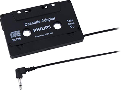 PHILIPS Universal Cassette Adapter with 3.5mm Audio Jack, Black