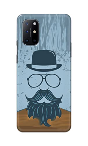 Image of PRINTFIDAA Mustache Beard and Hairstyle Hipster in Glasses Printed Designer Hard Case for OnePlus 8T Back Cover -(e) RPM1002