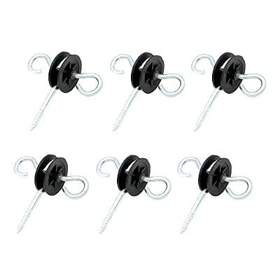 6 pcs Wood Post Gate Handle Anchors, Wood Post Screw-in Insulator, Black