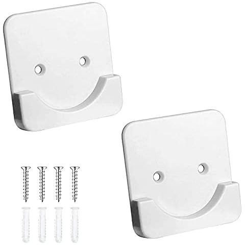 ZOLISCHE 2PCS Adhesive Shower Curtain Rod Holder Wall Mounted Holder Tension Rod Holder Bracket Closet Pole Sockets No Drilling Rod Retainer with Screw for Shower Curtain Wardrobe Bathroom (White) Cover
