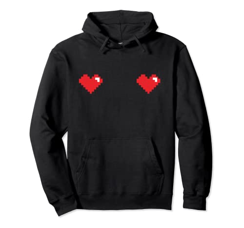 8 Bit Heart Shaped Internet Culture Boob Pasties Pullover Hoodie
