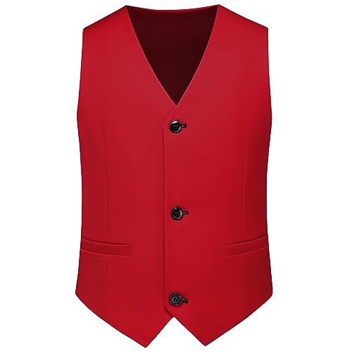 Image of Boy Suits 3 Piece Slim Fit Formal Suit Set with Tuxedo Jacket Vest Pants for Kids Wedding Ring Bearer Party