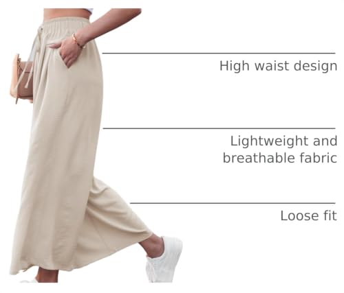 Image of ZJCT Wide Leg Palazzo Pants for Women Summer Beach Pants Flowy Loose Casual Lounge Pajama Yoga Pants with Pockets