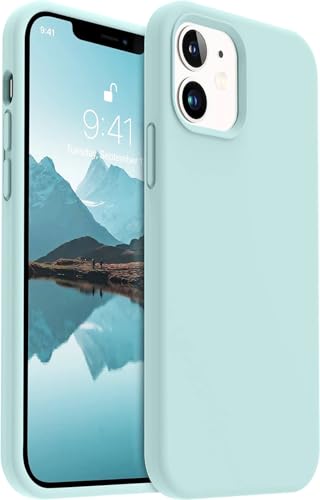 Image of Premium Liquid Silicone Case for iPhone 12 & 12 Pro - Slim Full Body Protective Back Cover with Soft Microfiber Lining, Anti-Slip Grip Scratch Resistant Phone Case(Aqua)