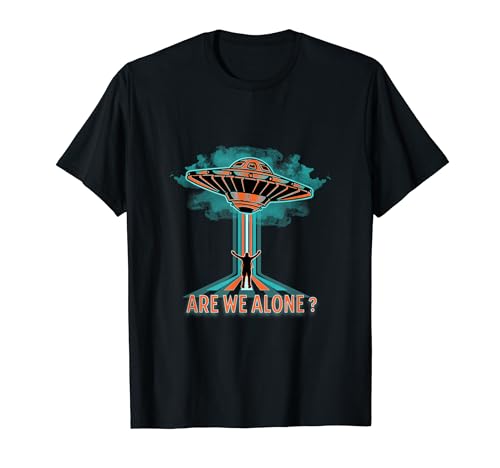 Image of Are We Alone? UFO Alien, Space Invader, Rustic, Retro. T-Shirt