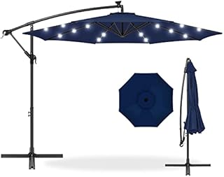 Best Choice Products 10ft Solar LED Offset Hanging Market Patio Umbrella for Backyard