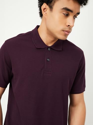 Image of Max Mens Cotton Blend Regular Fit Half Sleeves Solid Polo T-Shirt