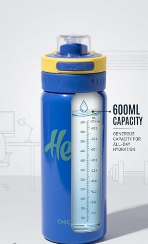 Image of Water Bottle with Straw Lid | Leakproof BPA Free Sipper Bottle for Girls and Boys | Reusable Drinking Bottle for School, Gym & Travel (600ml) (Blue)