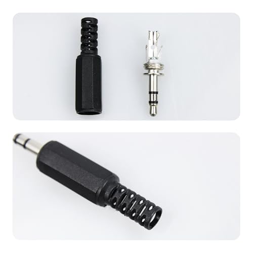 4PCS Conector de Audio Jack 3.5mm Macho Negro miniatura 4