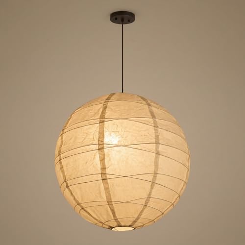 Image of Nogy Lantern Lamp Pendant Light - Paper Lantern Pendant - Off White Paper Pendant Light - Rice Hanging Light, Perfect for Home Decor