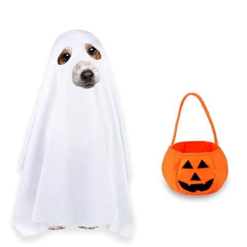 PAYHTOW Dog Halloween Costumes, Dog Ghost Costume Funny Pet Ghost