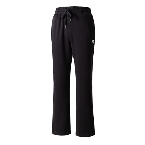 Womens Fleece Wide Leg Pants Fleece Lined Drawstring Sweatpants for Casual Wear and Travel Black Medium