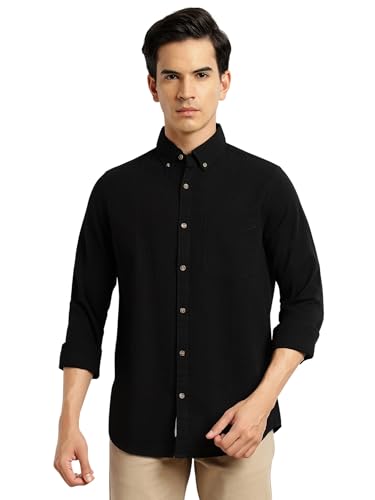 Image of Thomas Scott Men's | Slim Fit | Striped Design | Button-Down Collar | 100% Cotton Casual Shirt for Mens
