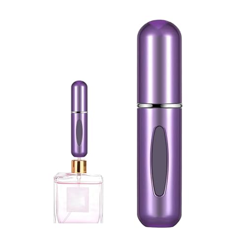 Image of Portable Mini Perfume Atomizer Bottle, 5ml /0.17oz Refillable Spray, Scent Pump Case, Travel Atomizer (Matte Purple)