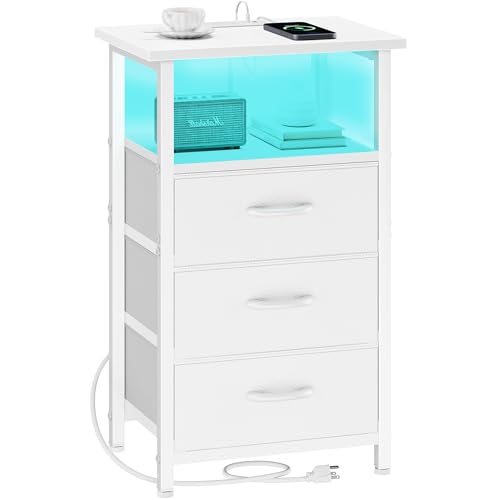 Table d'appoint avec ports USB et table de nuit en tissu