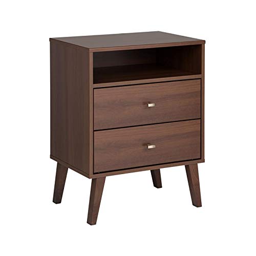 Prepac Milo 2drawer Tall Nightstand with Open Shelf, Cherry