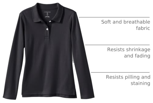 Image of Lands' End School Uniform Girls Long Sleeve Feminine Fit Interlock Polo Shirt