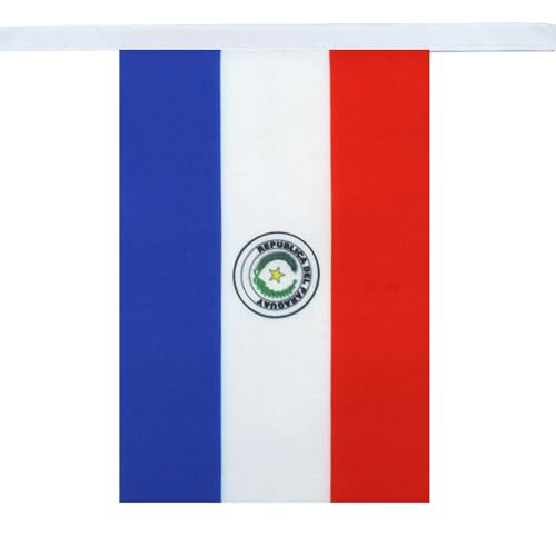 Image of AZ FLAG Paraguay 6 meters BUNTING Flag 20 flags 9'' x 6'' - Paraguayan STRING flags 15 x 21 cm