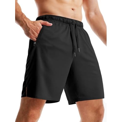 Aolesy Mens Workout Shorts 5″/7″/10″ with Zip Pockets Quick Dry Lightweight Gym Athletic Shorts Linerless Running Shorts