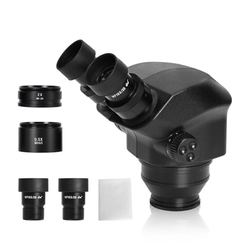 顕微鏡観察 7X-50X同時焦点三眼実体顕微鏡ヘッド3.5X-100X WF10X / 20mm連続ズーム、PCB修理はんだ付け検査用(Black Bionocular)