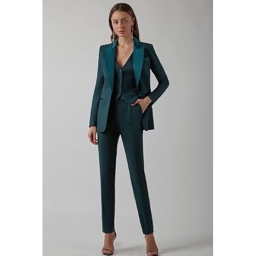 Elegant Black Business Suit Set for Women - 3-Piece Vest and Pants Ensemble by Manshidi, Size 8 - Image 2