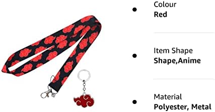 Itachi Lanyard with Cloud shape keychainAnime Lanyard&Keychain Alloy Keychain Pendant for Anime Fans