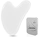 Gua Sha Gesichtsbehandlung mit Jade Natur-Stein Herzform Guasha Board Kratz-Massage Tool für Gesicht, Augen, Hals zur Hautpflege, Schönheit und Entspannung der Körpermuskulatur (Weiß)