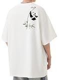 [Bligo] 半袖 夏服 クルーネック メンズ tシャツ 速乾性 通気性 韓国ファッション オーバーサイズ ゆったり ビッグシルエット 快適 涼しい かわいい 萌え パンダ柄 バック プリント 柔らかい 私服 White-3XL