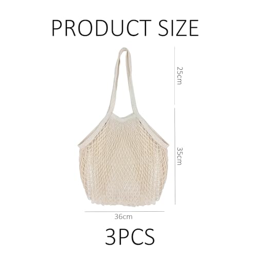 Miniatura 2 de Bolsa De Compras De Algodón De 3 Piezas, Bolsa De Almacenamiento De Juguetes De Playa, Bolsa De Malla Reutilizable, Bolsa De Almacenamiento De Frutas Y Verduras, Bolsa De Compras Ecológica Diaria.