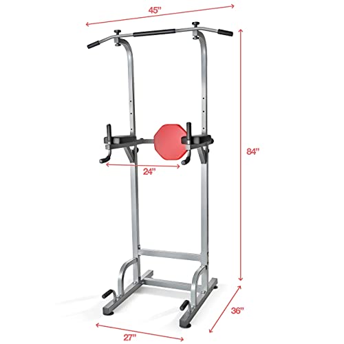 Sagler Power Tower - Power Station With Push Up Bars, Pull Up Bars, Dip Bar, Armrest & Back Cushion - Upper Body Strength Training Fitness Equipment - 400Lbs Max Weight, Adjustable Frame, 58.5-89” #TOP6