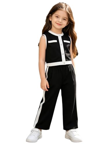 Ensemble gilet et pantalon large pour fille | Vêtements d'été sans manches